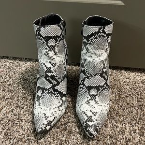 Snakeskin booties